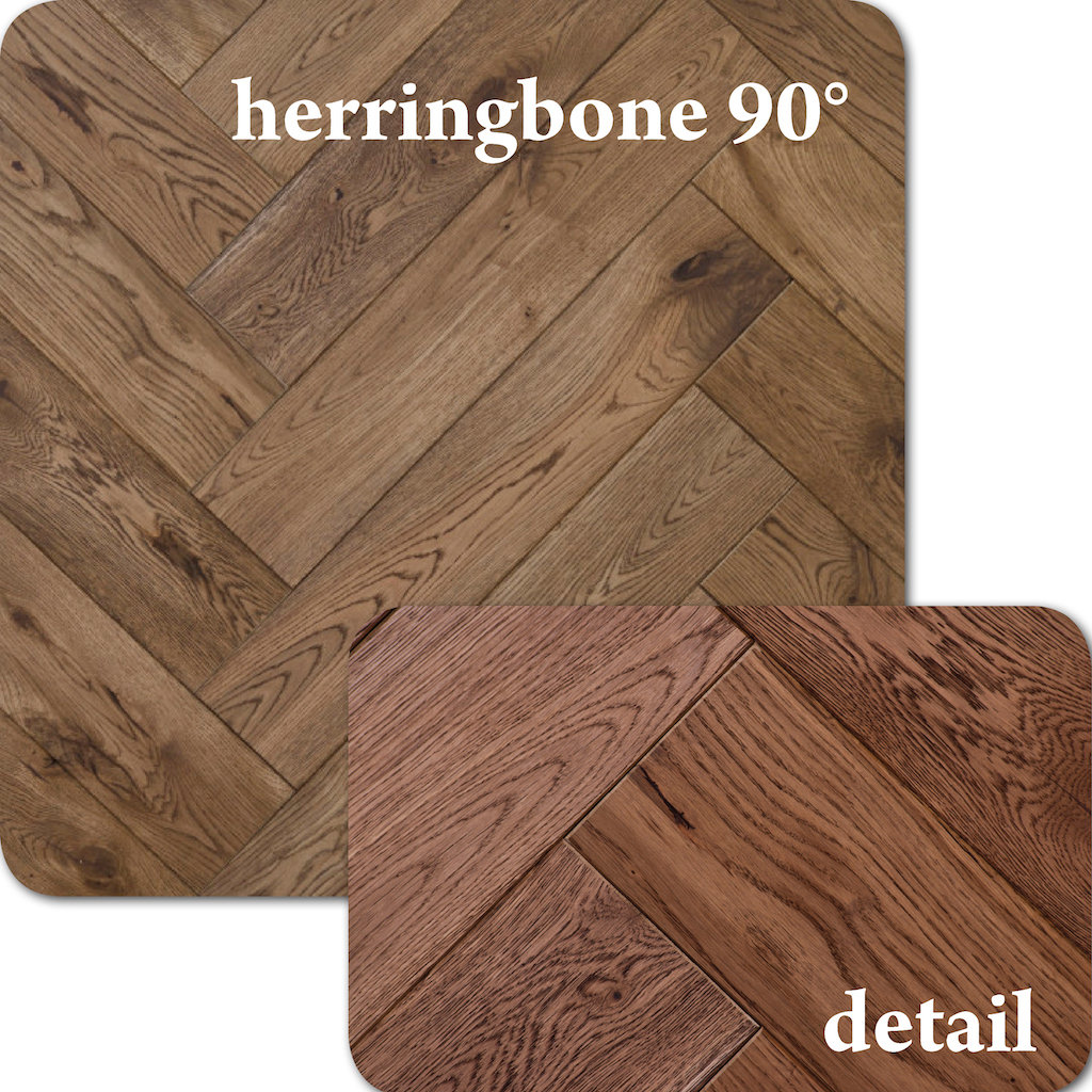 Dubová podlaha rybia kosť Herringbone 90°